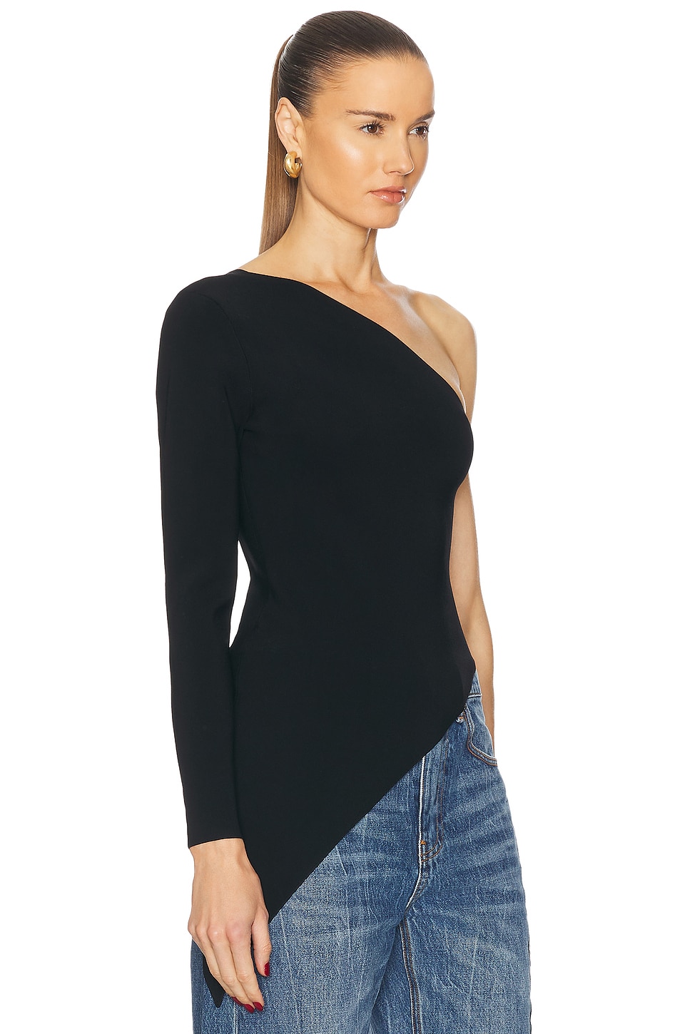 Shop Alexander Wang Asymmetric One Shoulder Top In Black