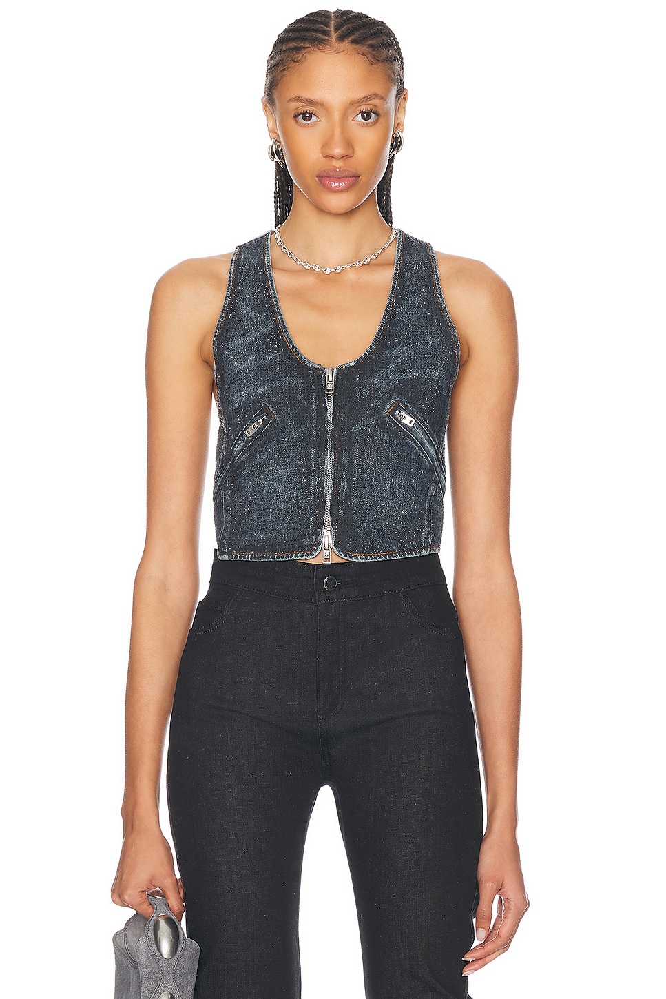 Hotfix Crystal Moto Vest in Blue