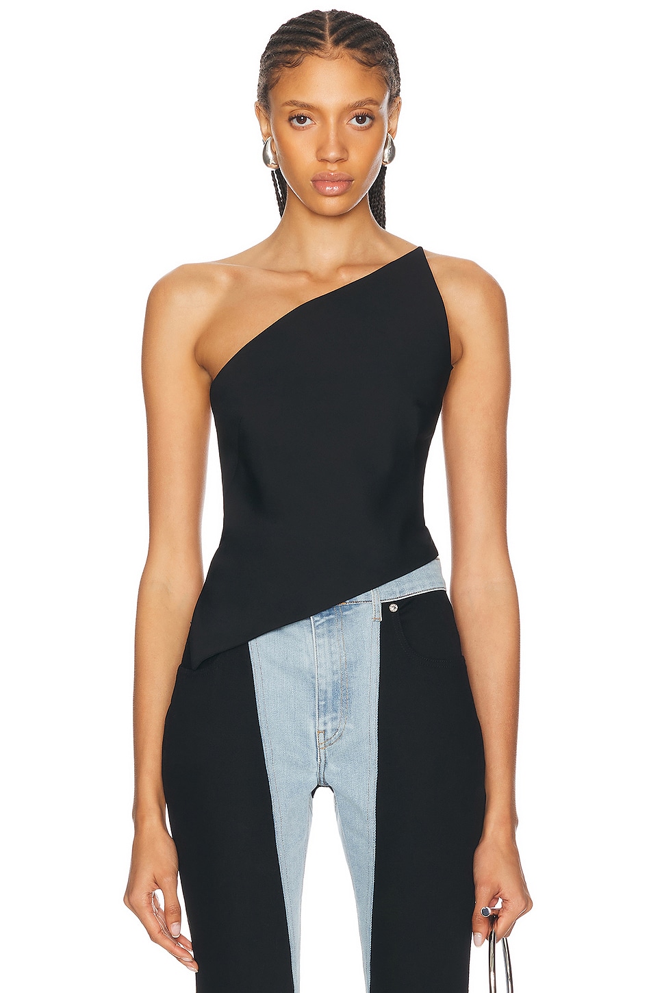 Image 1 of Alexander Wang Asymmetric Pointed Hem Top in Black