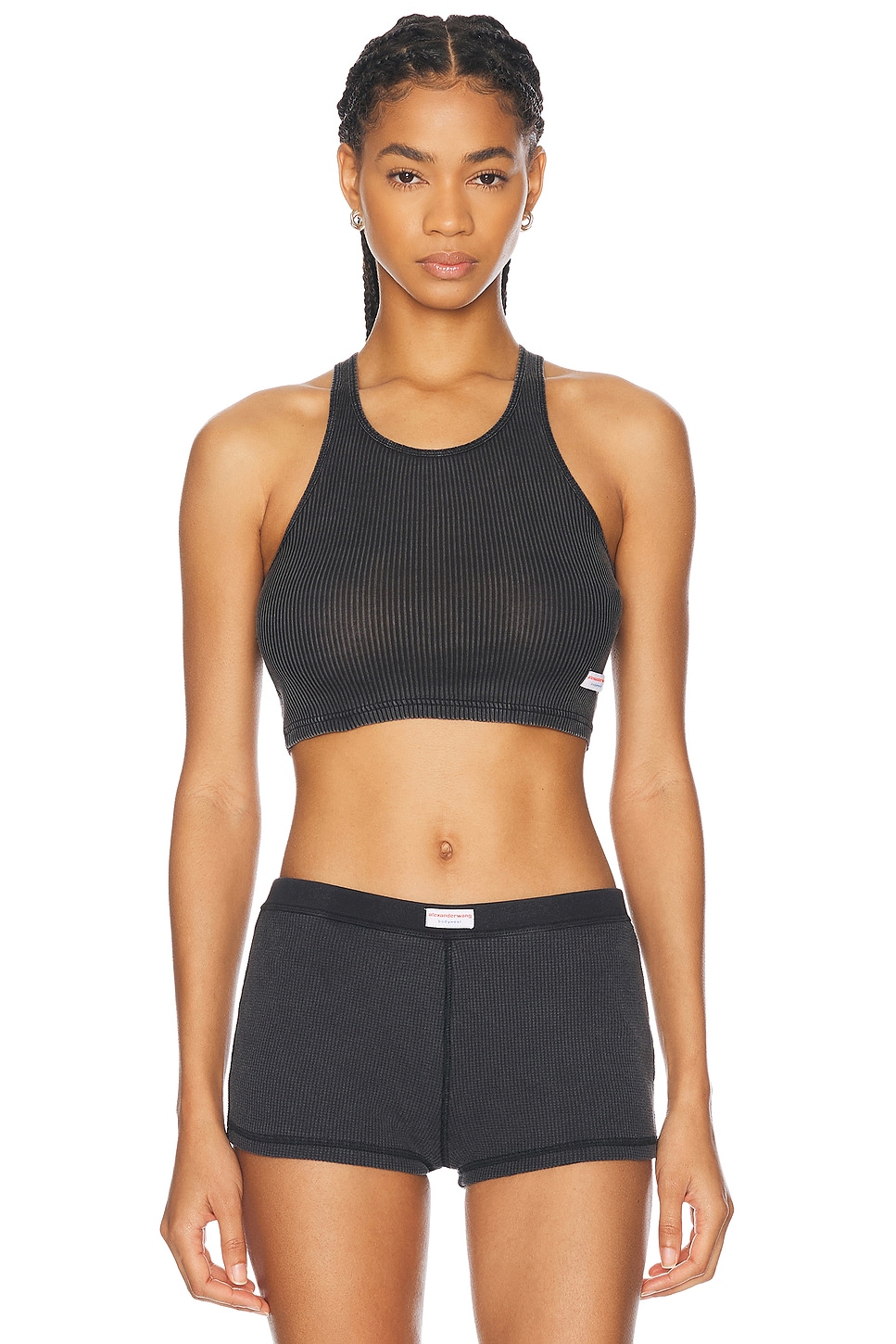 Cropped Classic Racer Tank Top in Charcoal