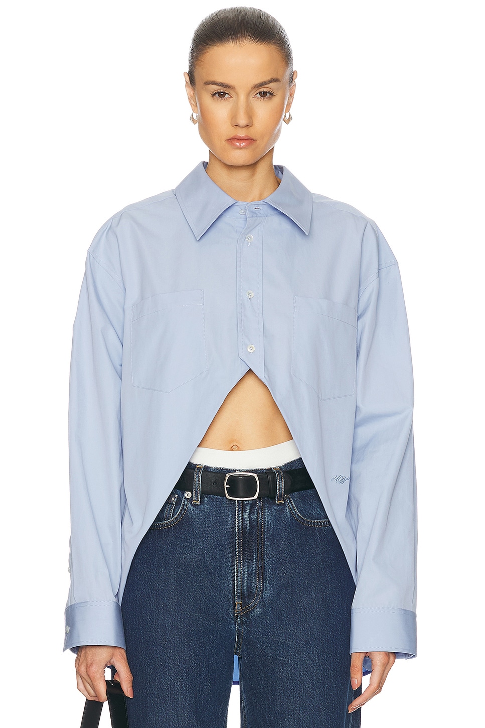 Hi-low Button Up Top in Blue