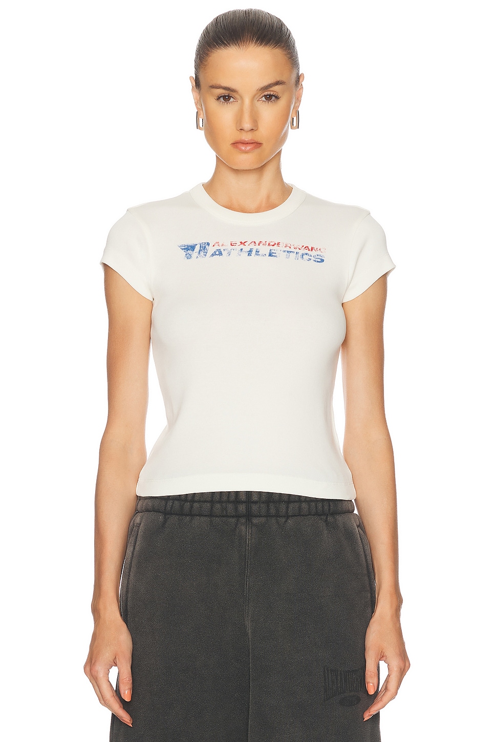 Image 1 of Alexander Wang Graphic Baby Tee in Vintage White