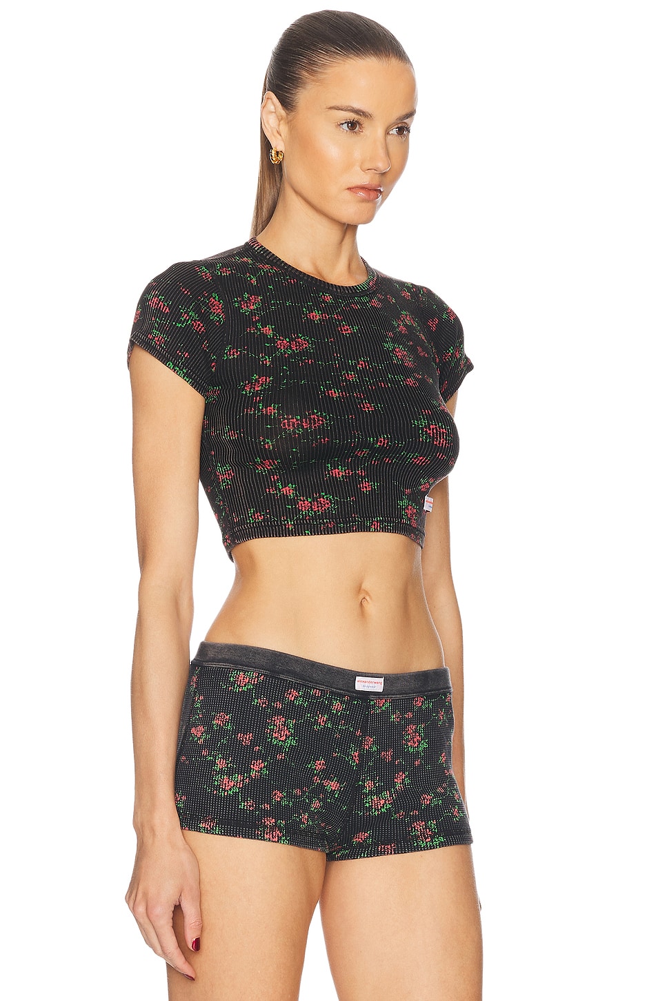 Cropped Short Sleeve Tee in Black