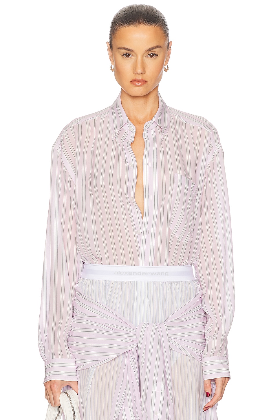 Oversized Boyfriend Shirt in Light Pink/mauve in Blush