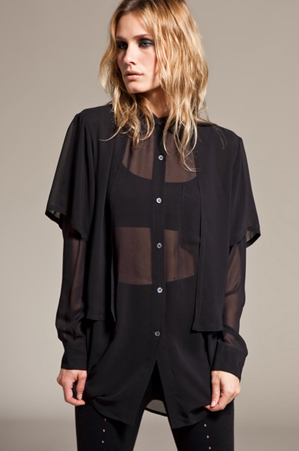 Image 1 of Alexander Wang Double Layer Shirt in Black