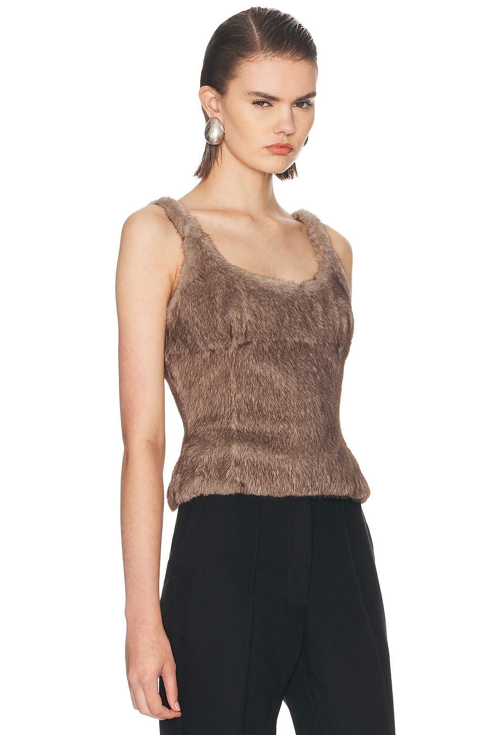 Alexander Wang Faux Fur Fitted Tank Top