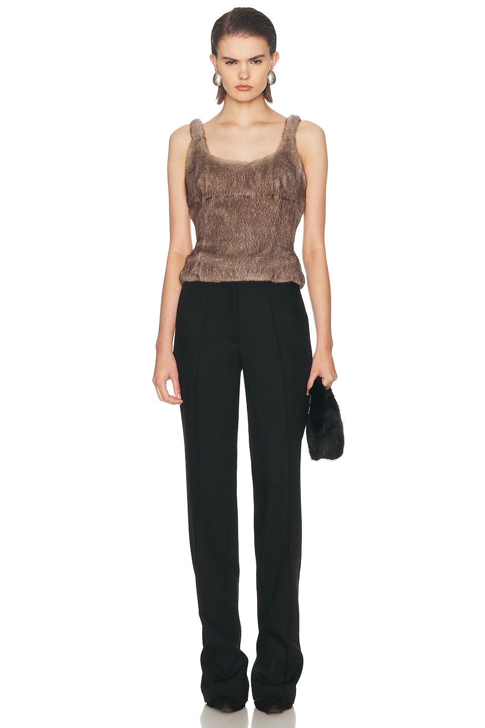 Alexander Wang Faux Fur Fitted Tank Top
