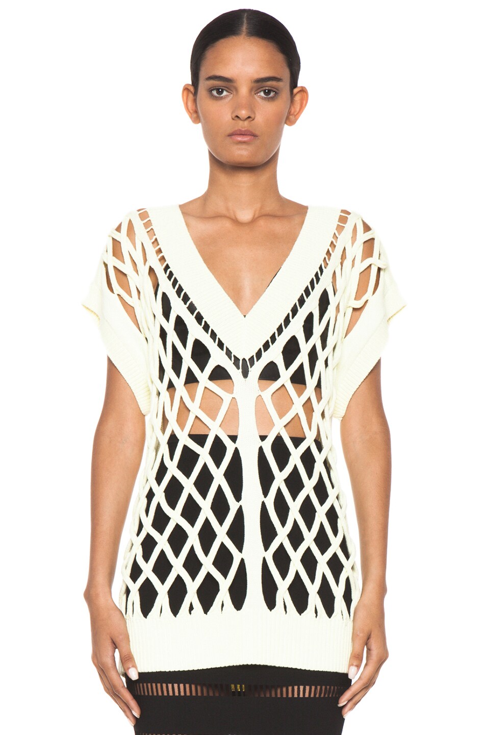 Image 1 of Alexander Wang Lattice Cable Tunic in Highlighter