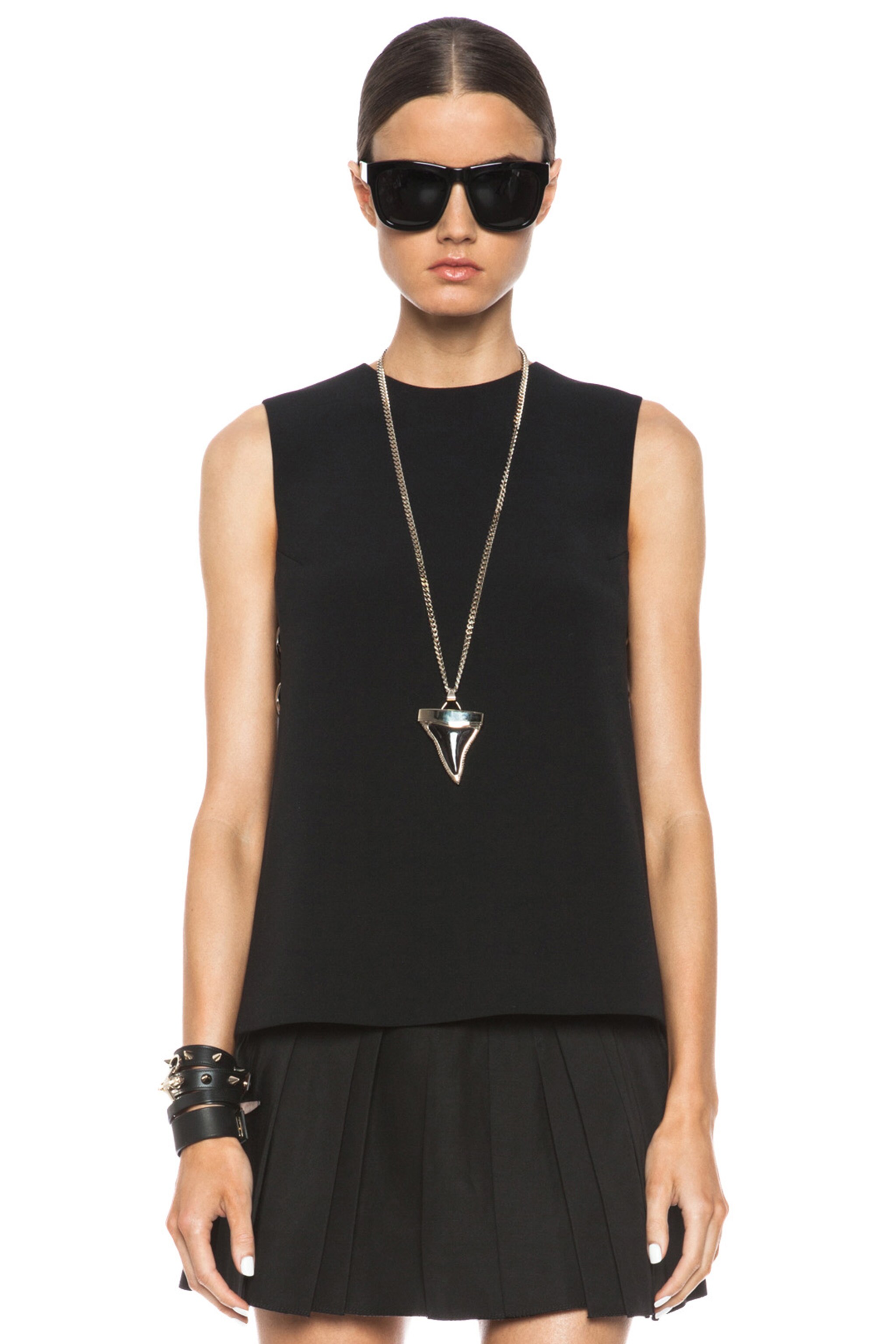 Image 1 of Alexander Wang Lace Up Poly-Blend Shell Top in Vinyl