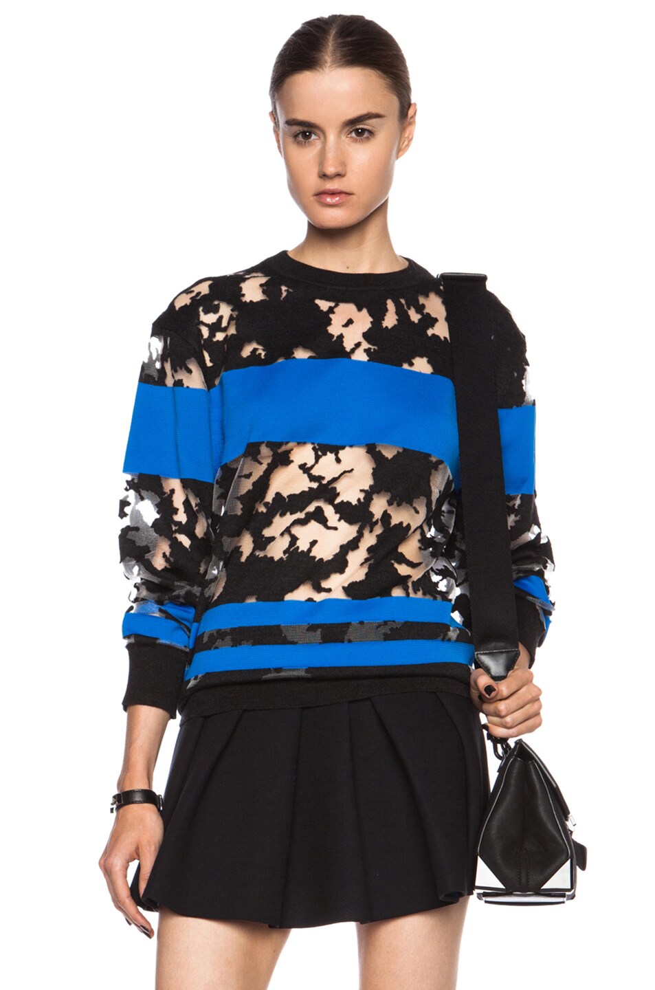 Image 1 of Alexander Wang Tie Dye Wool-Blend Burnout Pullover in Egyptian Blue
