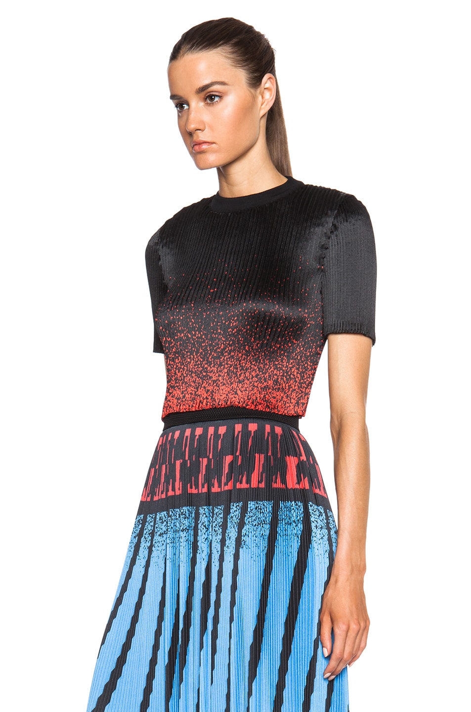 Alexander Wang Ribbed Micro Pleat Crop Top in Lacquer Spray | FWRD