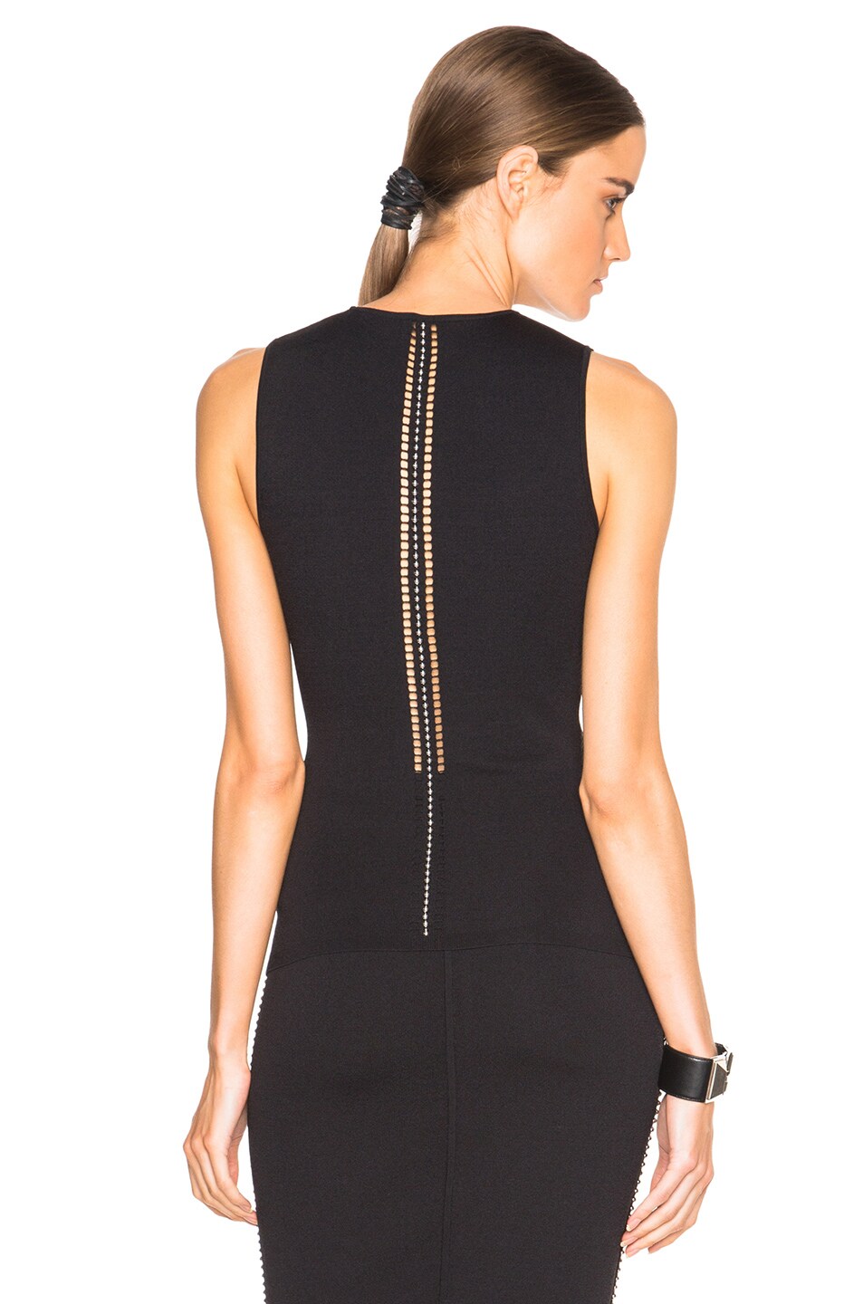 Image 1 of Alexander Wang Perforated Ball Chain Spine Tank in Nocturnal