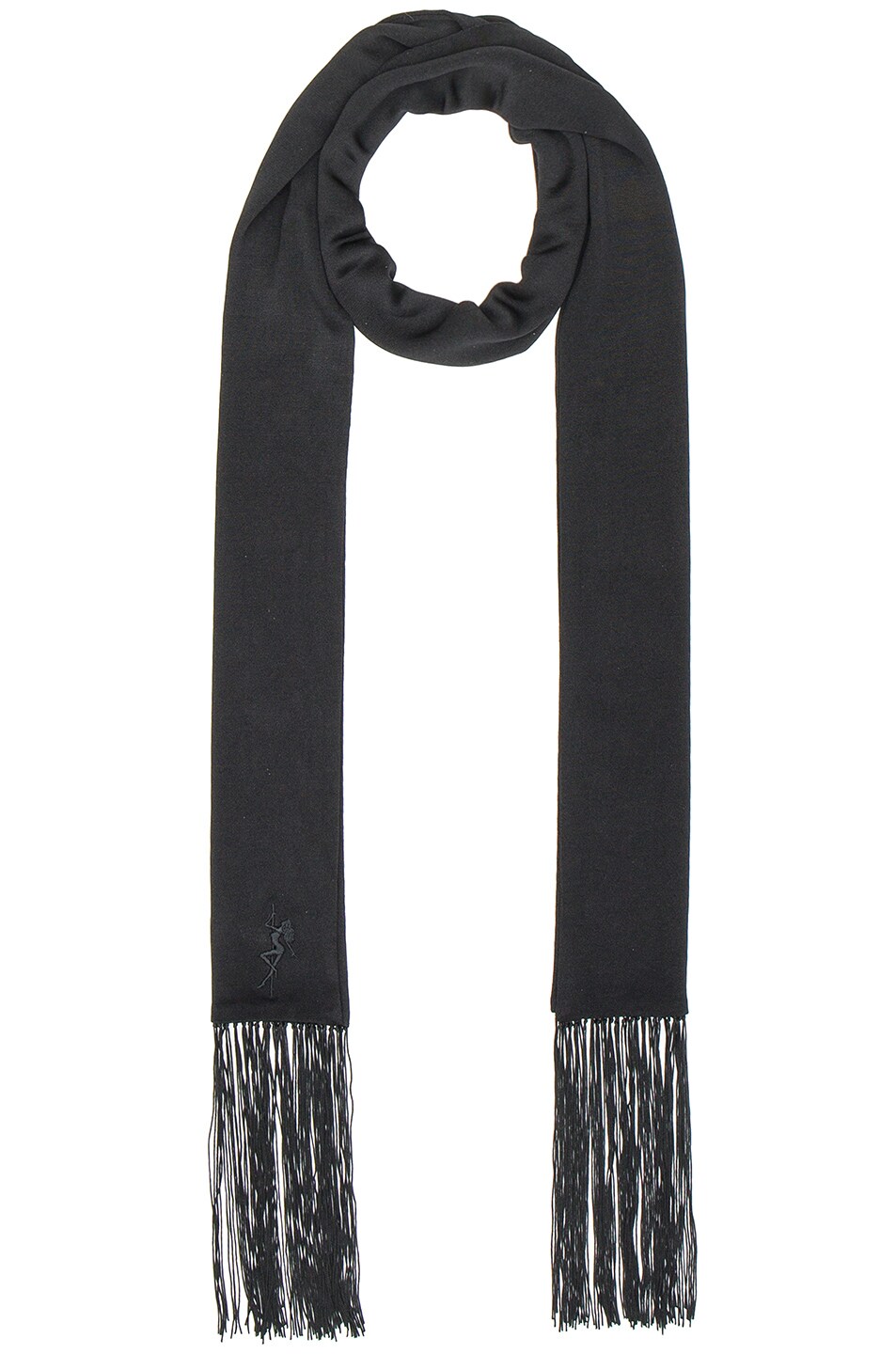 Image 1 of Alexander Wang Embroidered Fringe Scarf in Jet