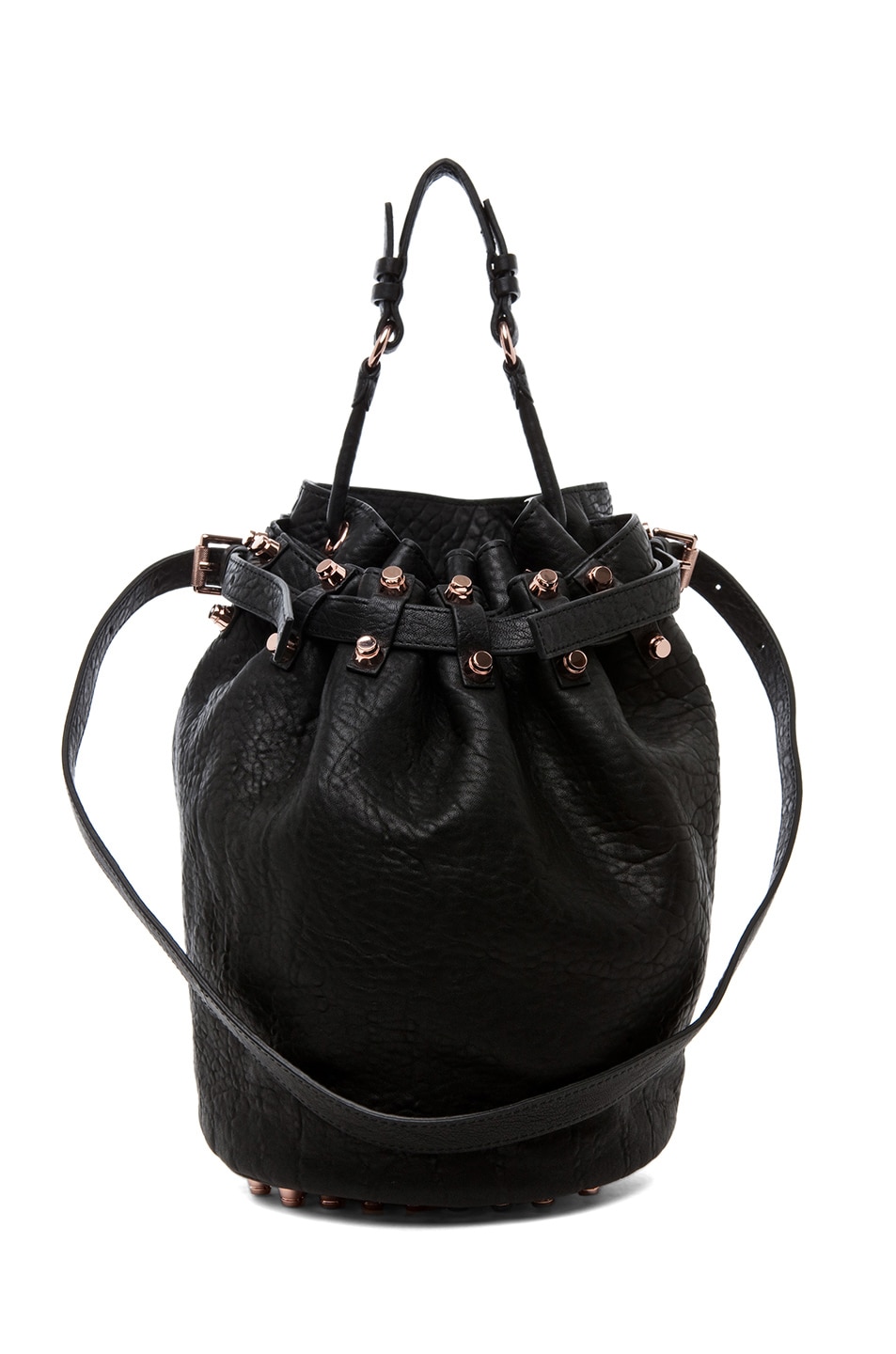 Image 1 of Alexander Wang Diego Bucket Bag with Rose Gold in Black with Rose Gold