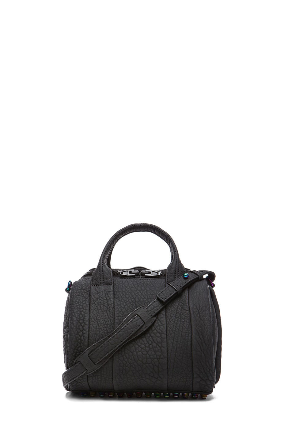 Image 1 of Alexander Wang Rockie Rubberized Pebble Lamb with Iridescent Hardware in Black