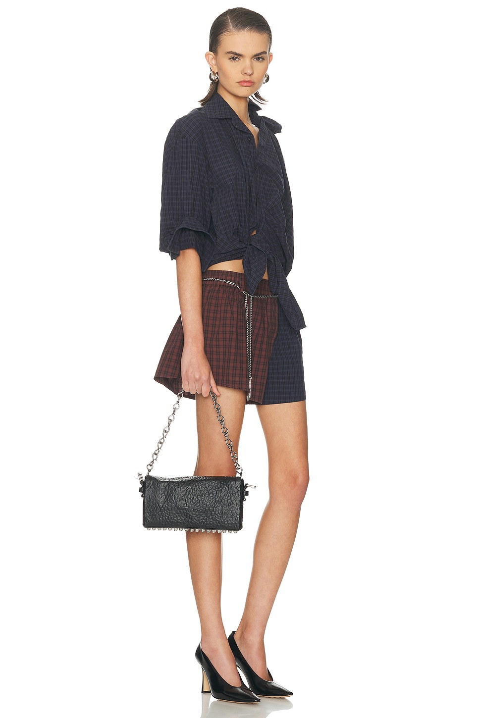 Alexander Wang Ricco Crushed Slim Flap Bag In Black