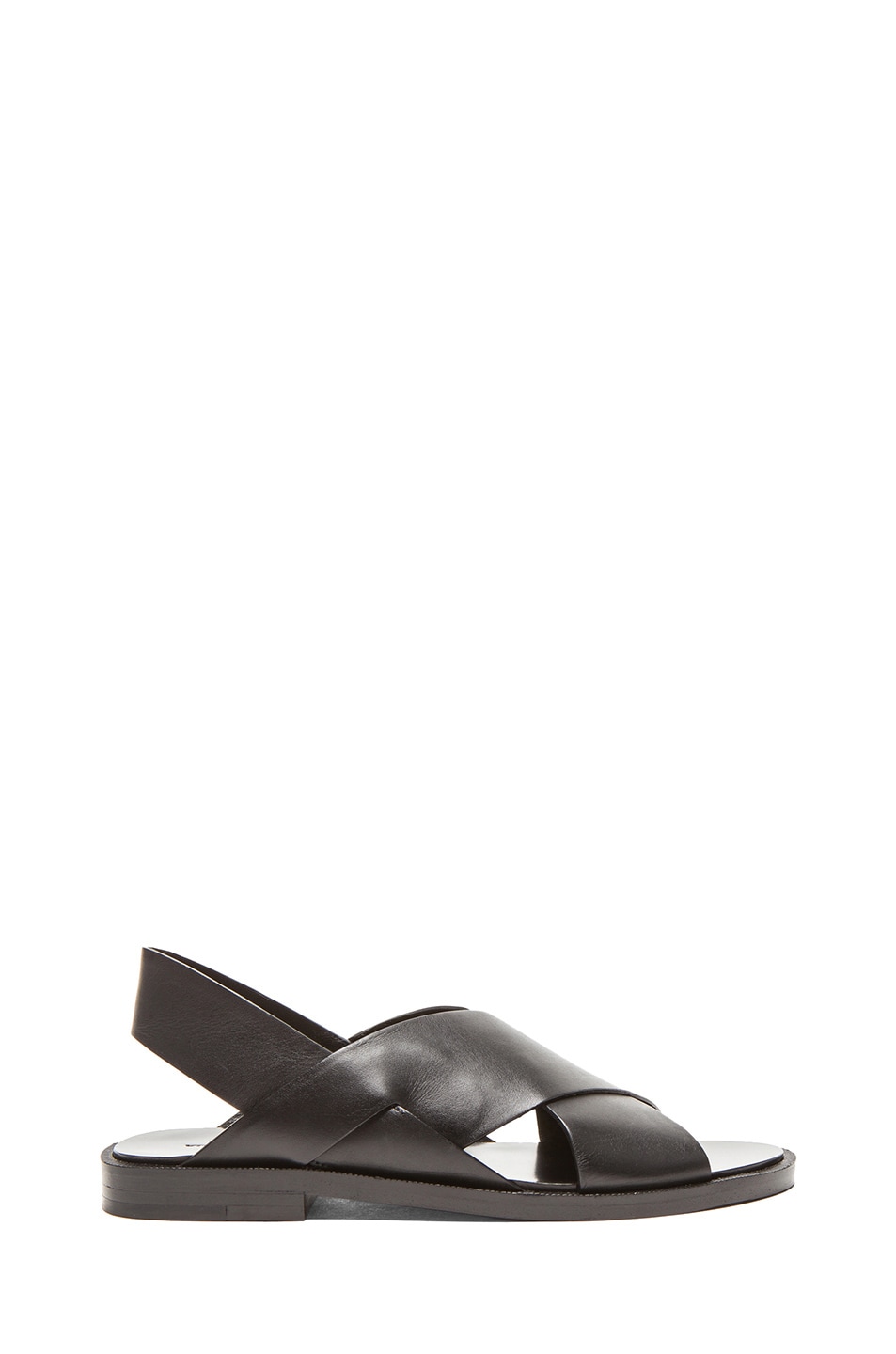 Image 1 of Alexander Wang Elena Leather Flat Sandals in Black