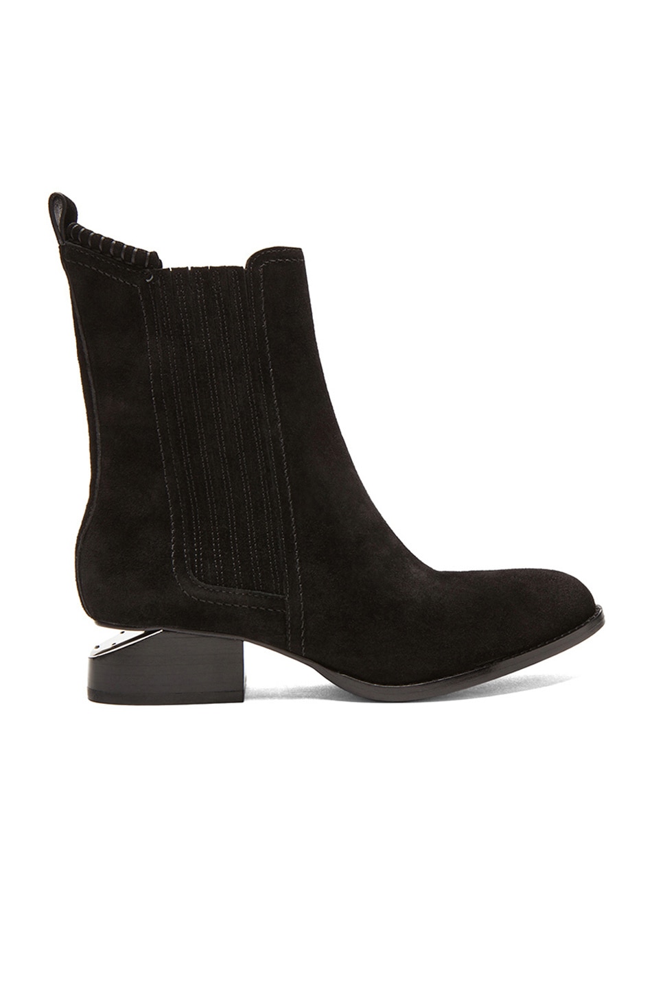 Image 1 of Alexander Wang Anouck Chelsea Suede Boots with Silver Hardware in Black