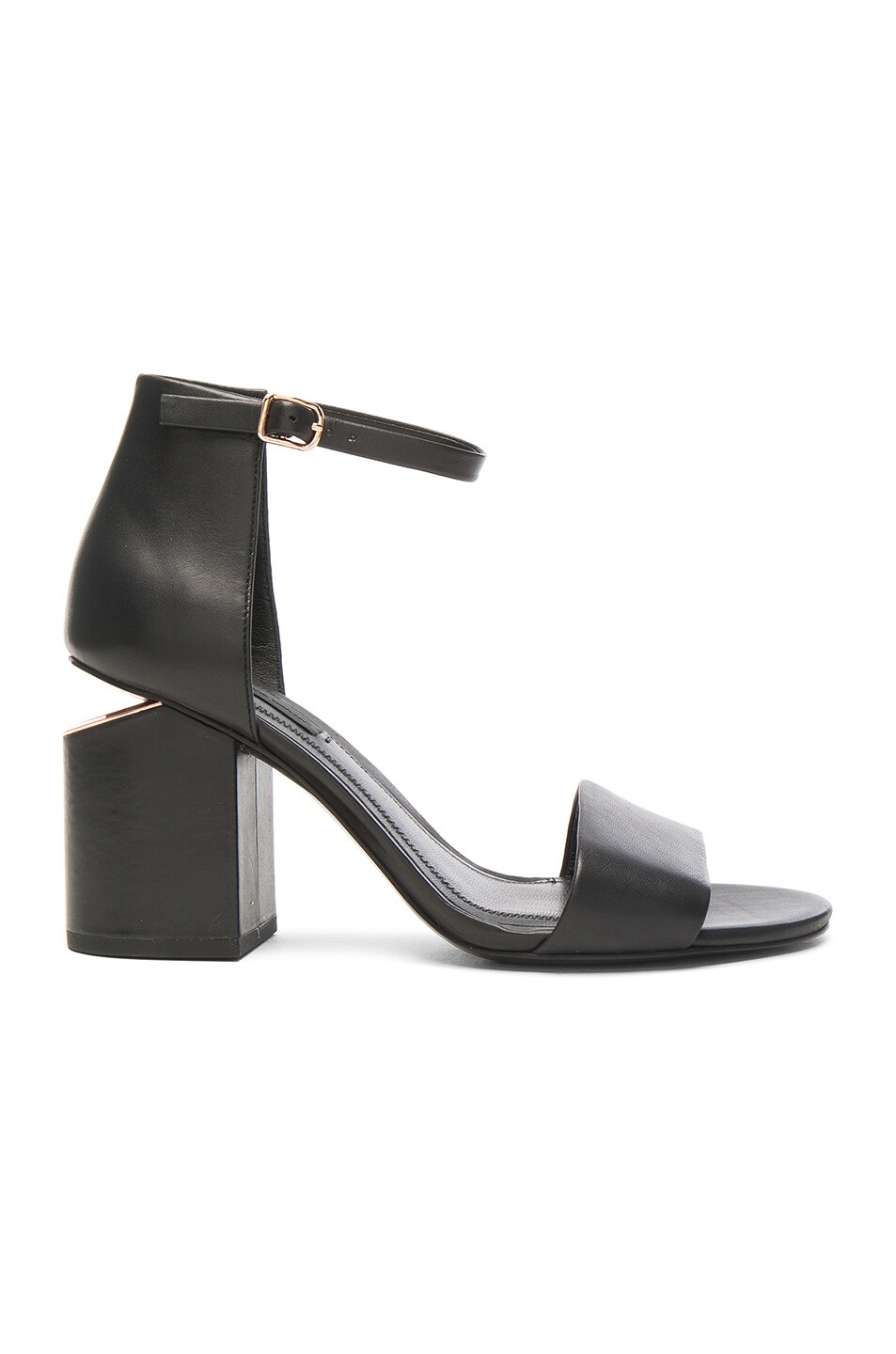 Image 1 of Alexander Wang Leather Abby Heels in Black & Rose Gold