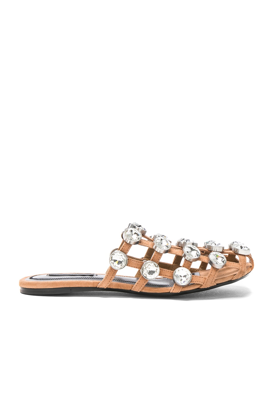 Image 1 of Alexander Wang Jeweled Suede Amelia Slides in Clay