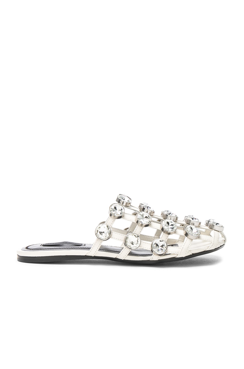 Image 1 of Alexander Wang Jeweled Leather Amelia Slides in Milk