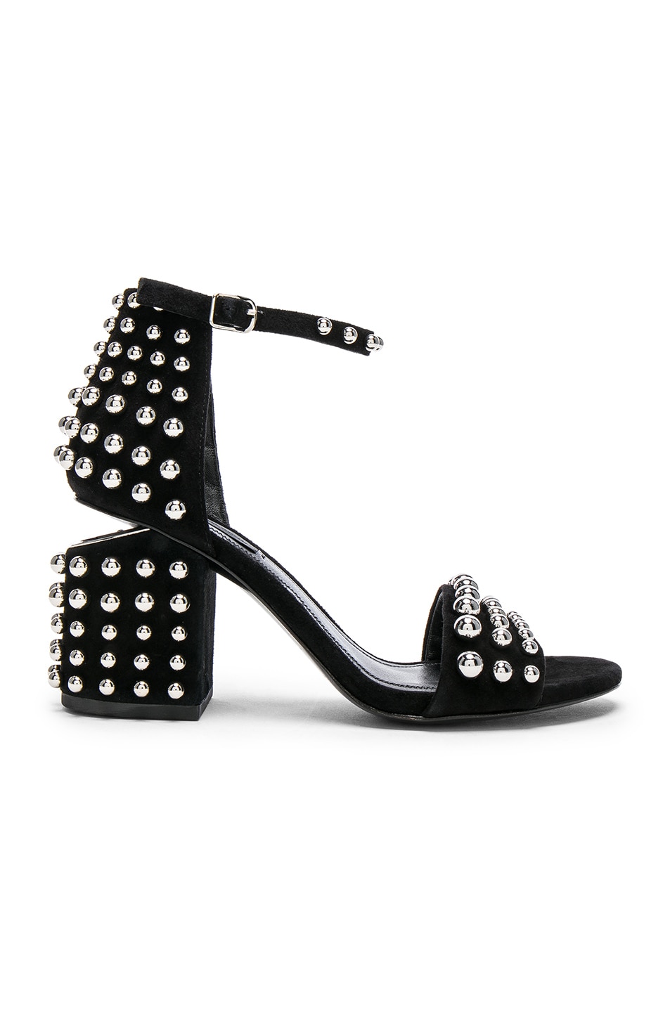 Image 1 of Alexander Wang Studded Suede Abby Sandals in Black