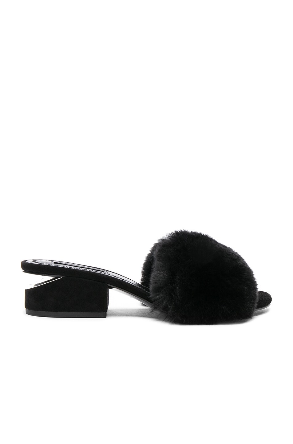 Image 1 of Alexander Wang Rabbit Fur Lou Sandals in Black