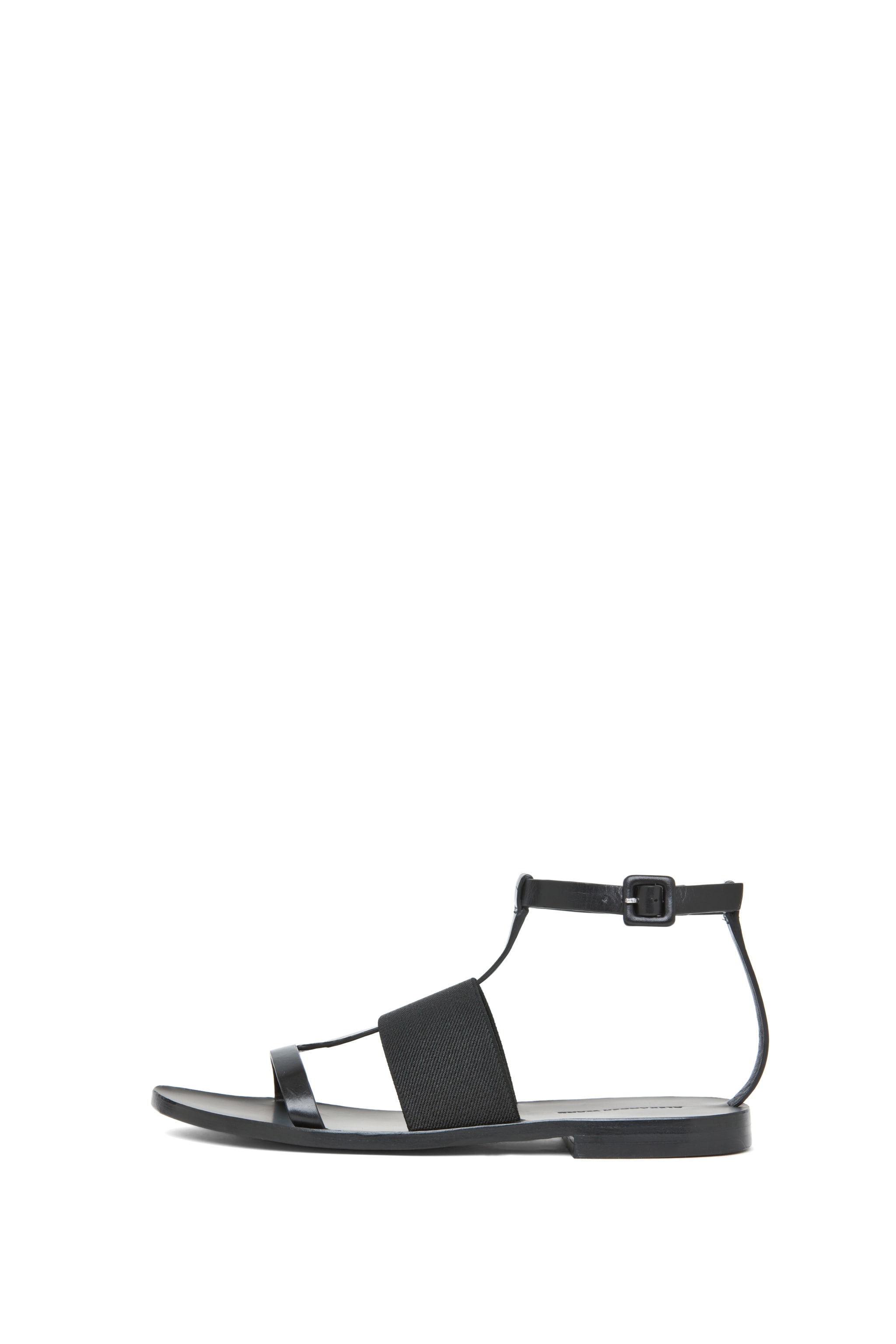 Image 1 of Alexander Wang Cara Calfskin Leather Flat Sandals in Black