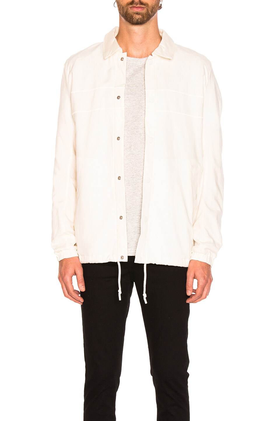Image 1 of adidas by wings + horns Linen Coach Jacket in Off White