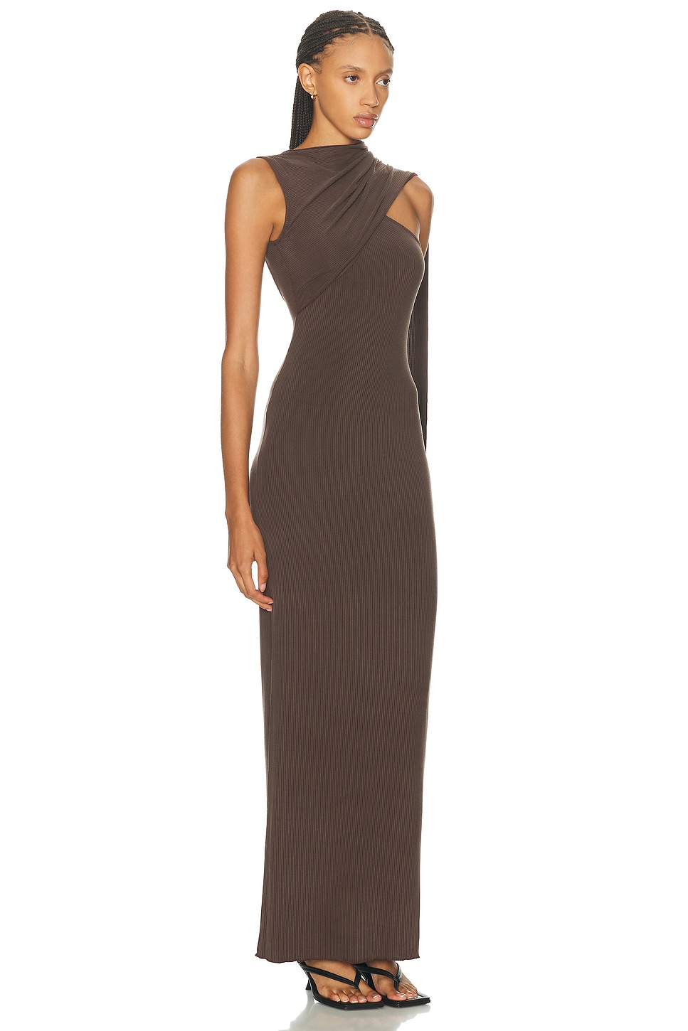 Aya Muse Cedar Draped Maxi Dress In Brown