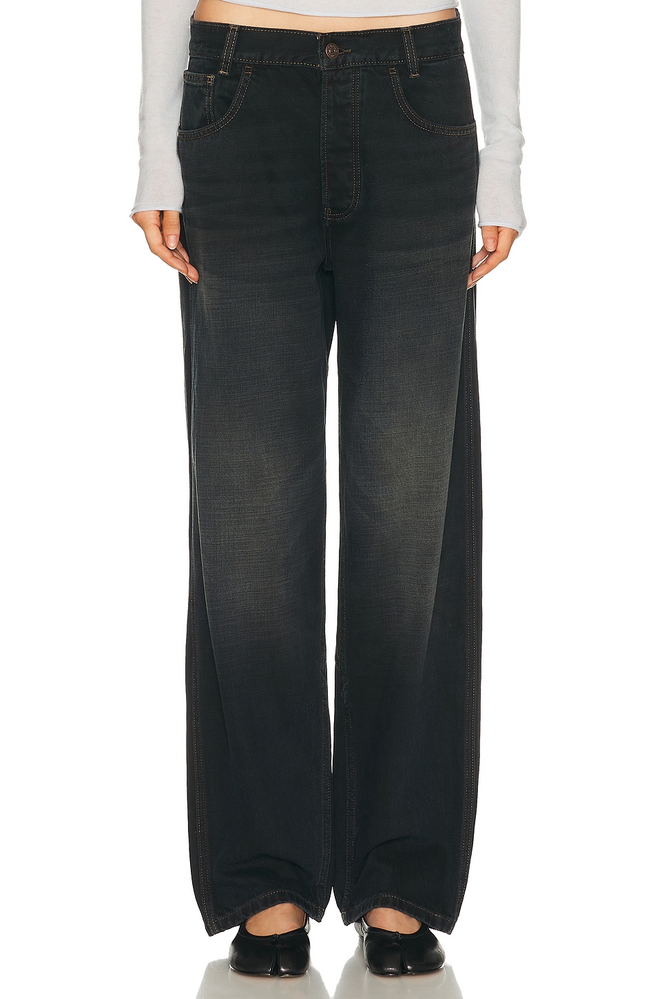 Image 1 of Aya Muse Buckle Back Baggy Leg in Vintage Black