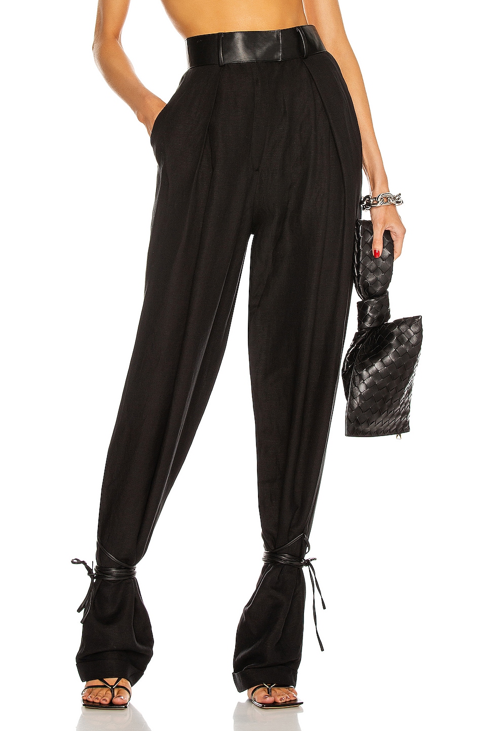 Image 1 of Aya Muse Mika With Leather Tie Pant in Black