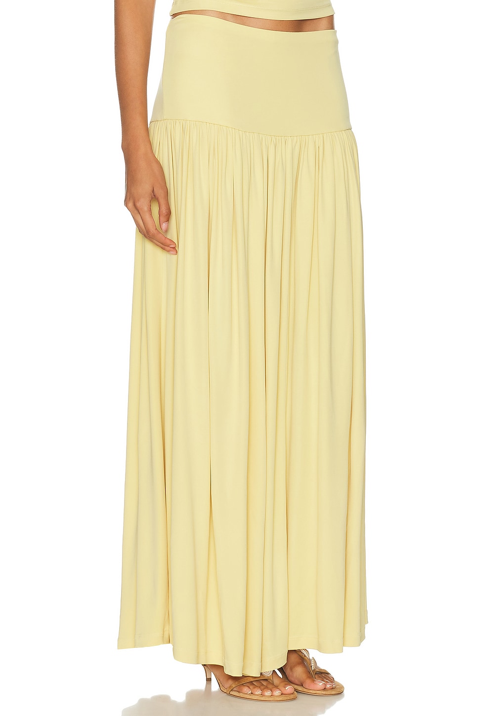 Aya Muse Gathered Jersey Maxi Skirt In Yellow