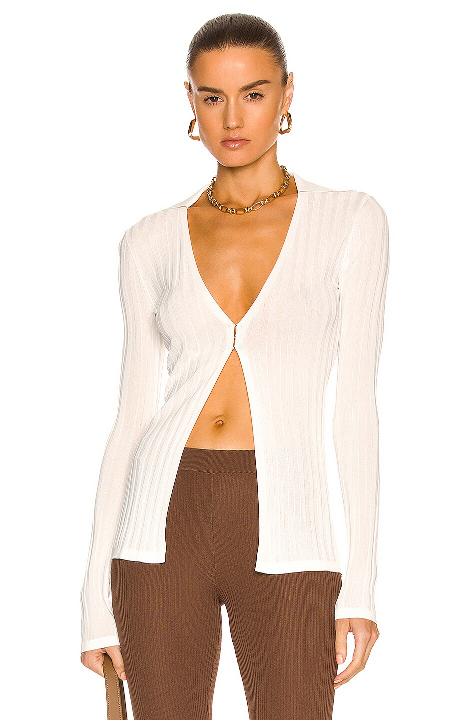 Image 1 of Aya Muse Olbia Collared Knit Top in White