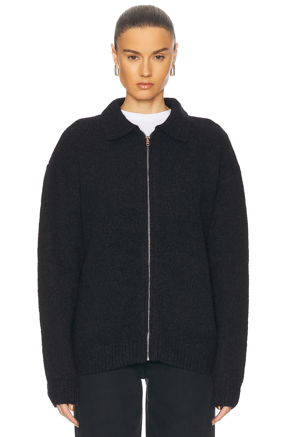 AYA MUSE KNIT ZIP UP JACKET WITH COLLAR