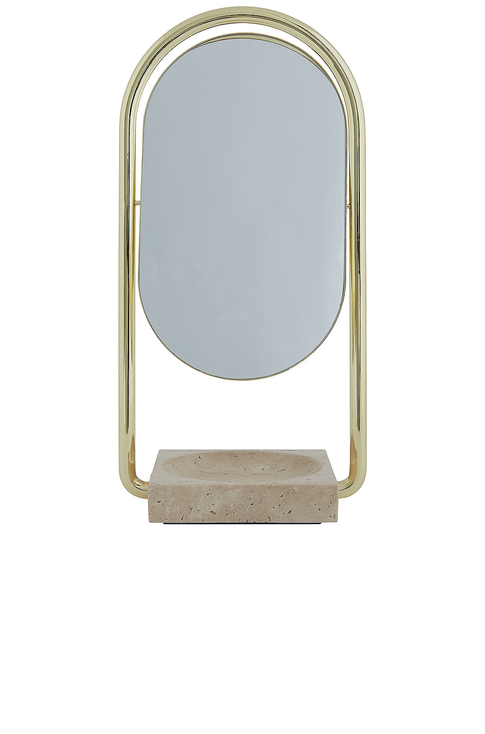 Image 1 of AYTM Angui Table Mirror in Travertine & Gold