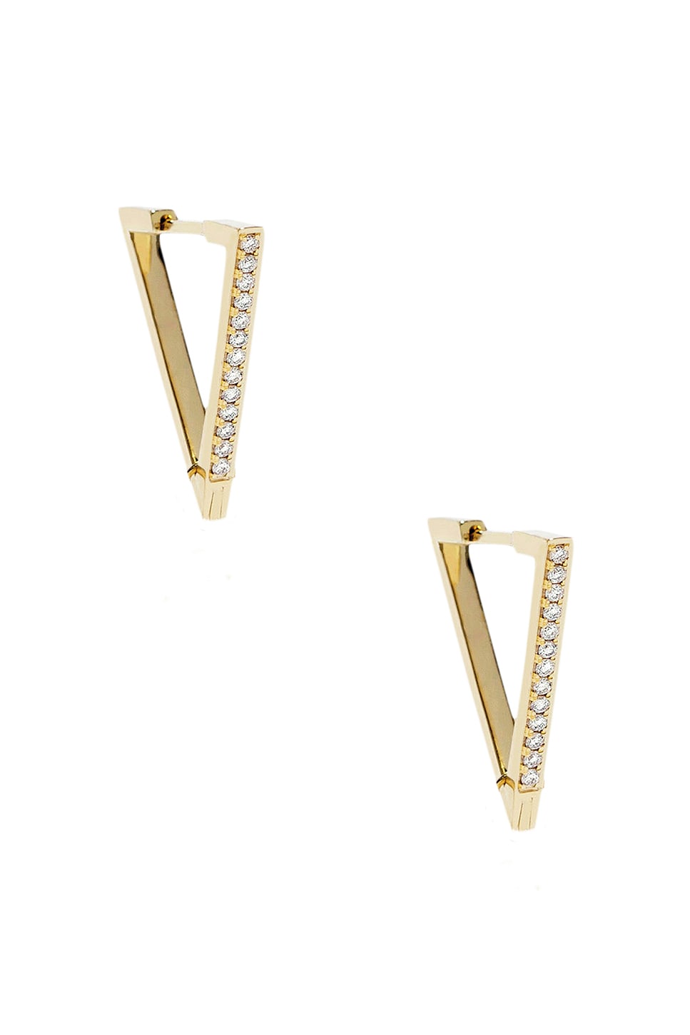 V Pave Diamond Hoop Earrings in Metallic Gold