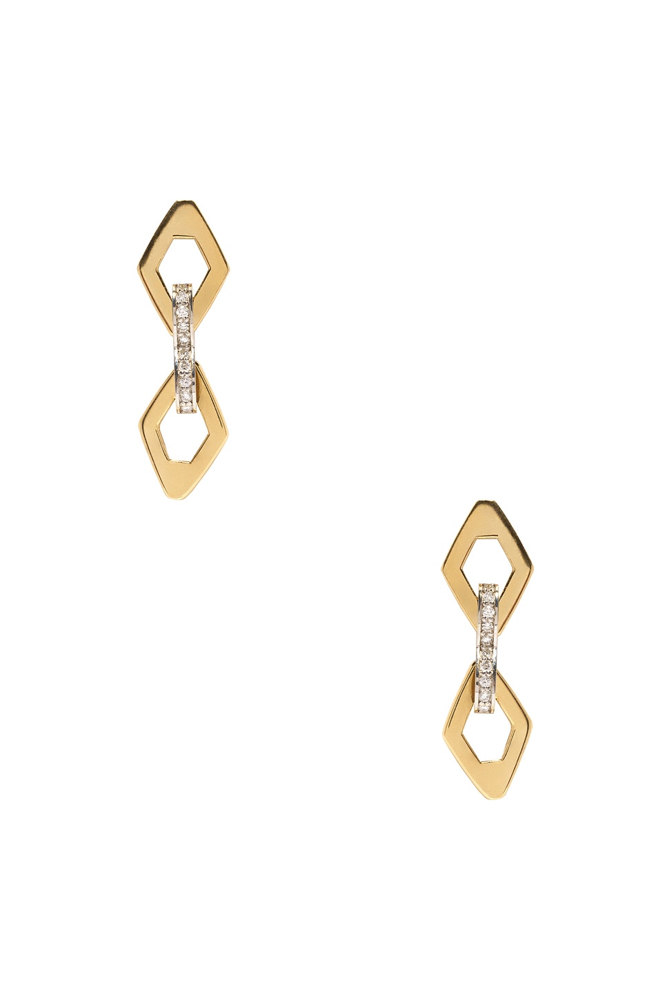 Lozenge Diamond Chain Earrings in Metallic Gold