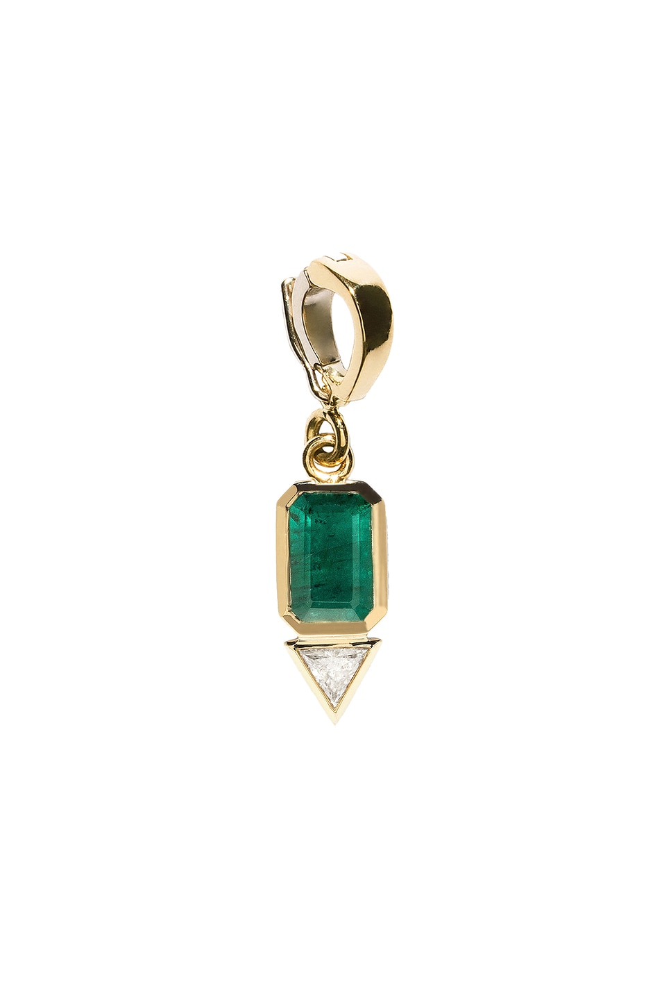 Emerald & Trillion Diamond Charm in Metallic Gold