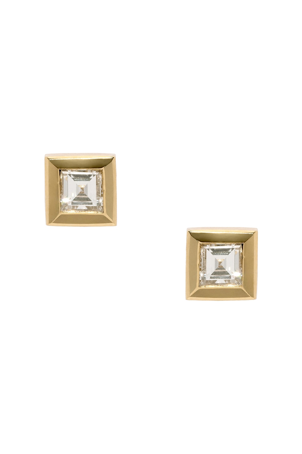 Bare Carre Stud Earrings in Metallic Gold