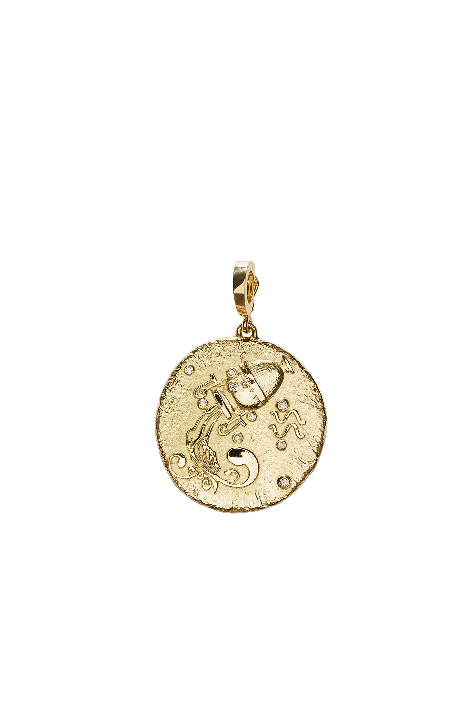 Image 1 of AZLEE Of The Stars Aquarius Large Coin Charm in 18k Yellow Gold & Diamond