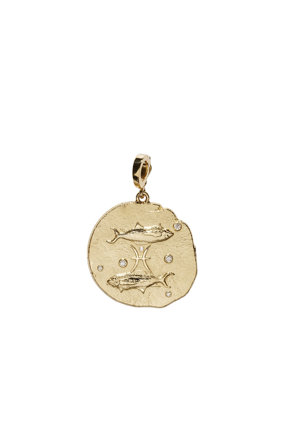 Image 1 of AZLEE Of The Stars Pisces Large Coin Charm in 18k Yellow Gold & Diamond