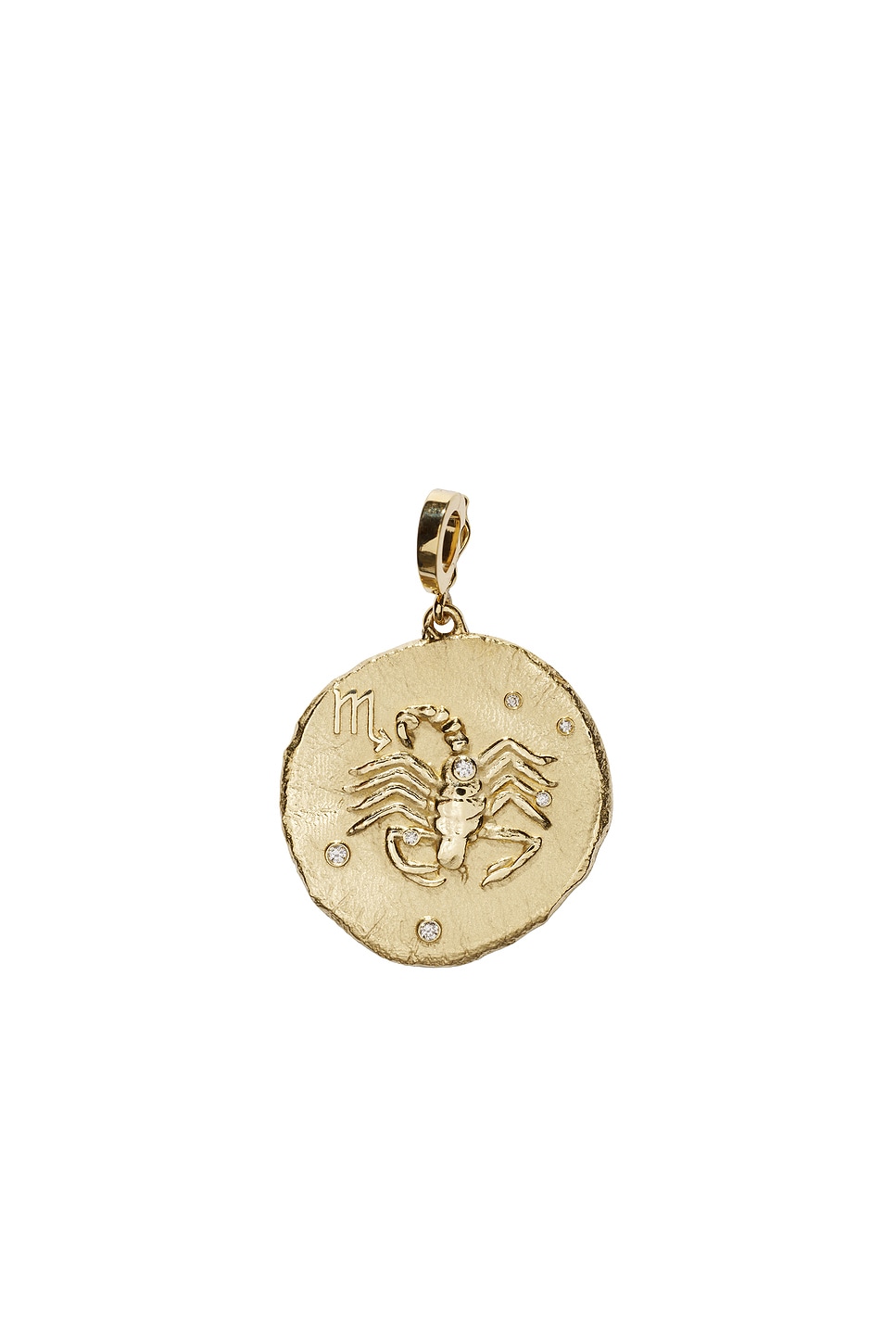 Image 1 of AZLEE Of The Stars Scorpio Large Coin Charm in 18k Yellow Gold & Diamond