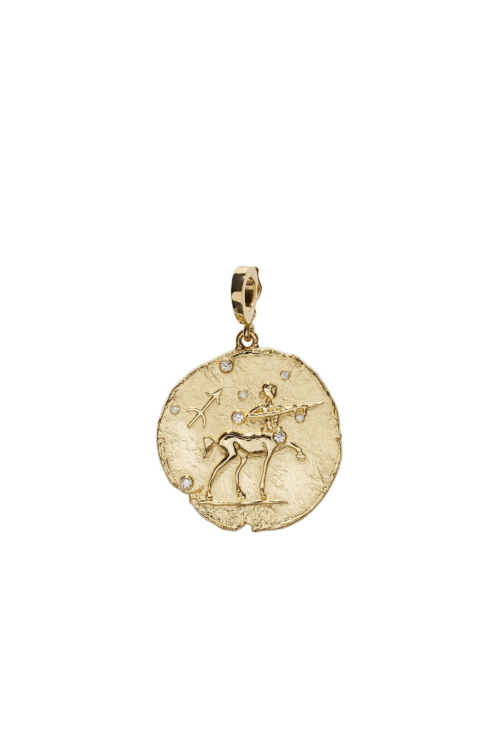Image 1 of AZLEE Of The Stars Sagittarius Large Coin Charm in 18k Yellow Gold & Diamond