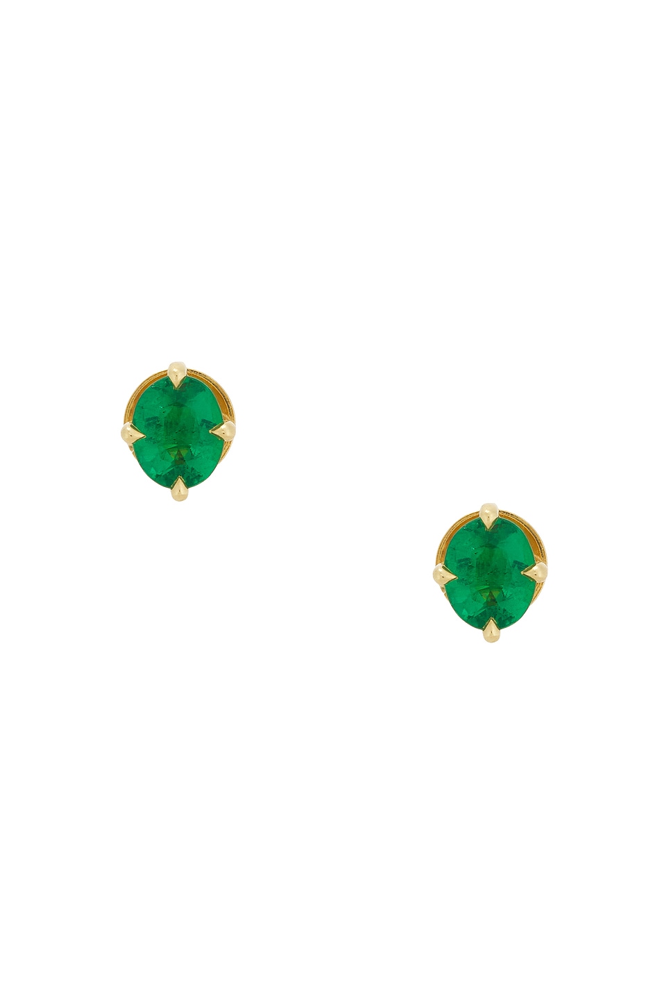 Image 1 of AZLEE Oval Emerald Stud Earrings in 18k Yellow Gold