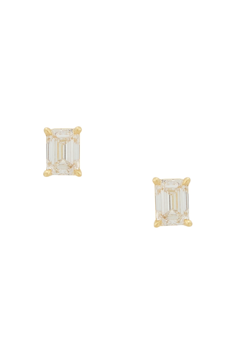 Image 1 of AZLEE Allure Emerald Cut Diamond Stud Earrings in 18k Yellow Gold