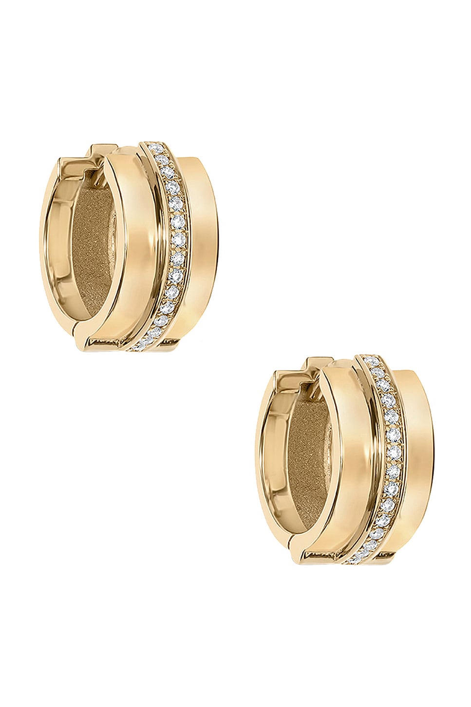 Staircase 3 Tier Hinged Diamond Huggie Earrings in Metallic Gold