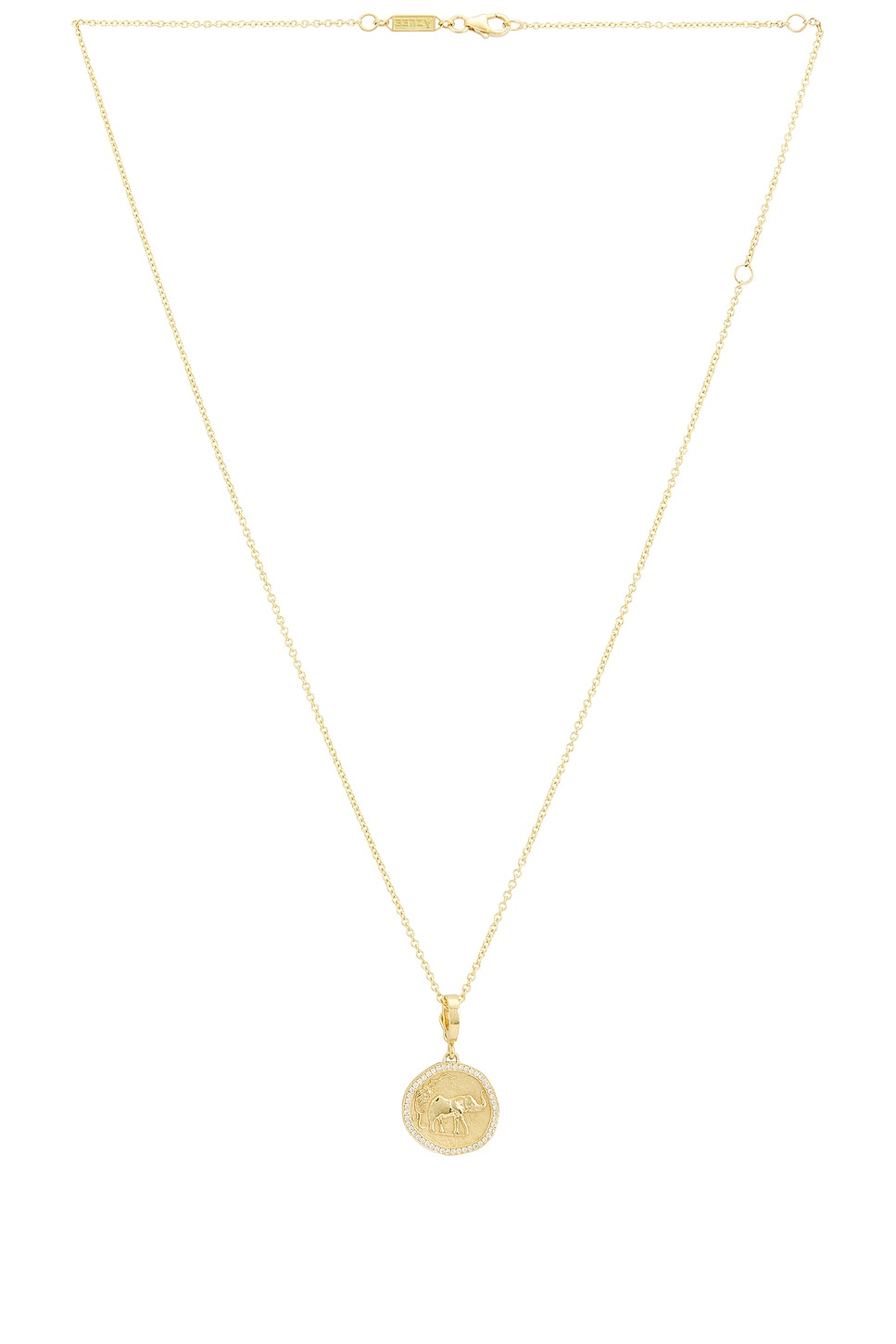 Image 1 of AZLEE Elefante Small Pave Coin Necklace in 18k Yellow Gold & Diamond