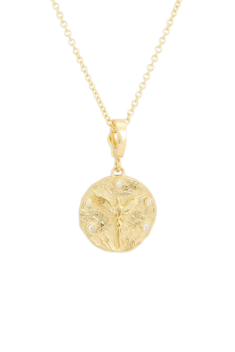 AZLEE Revival Phoenix Rising Small Coin Necklace in 18k Yellow Gold ...