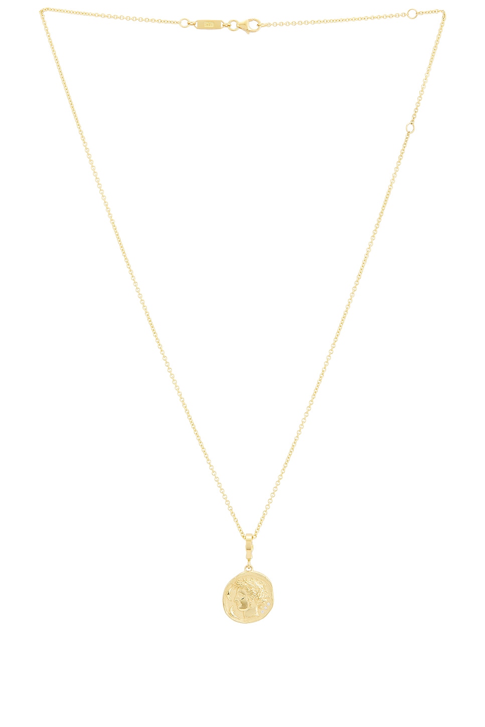 Image 1 of AZLEE Goddess Small Diamond Coin Necklace in 18k Yellow Gold & White Diamond